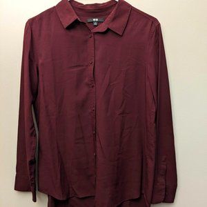UNIQLO Womens Long Sleeve Blouse/ Button Down Size S Red